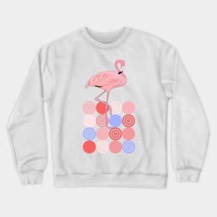 Retro Dots Shapes Midcentury Modern Flamingo Crewneck Sweatshirt